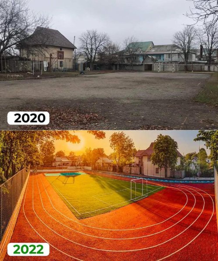 Stadionul Liceului Teoretic “Dragoș-Vodă” din #Stăuceni la 2 ani distanță.