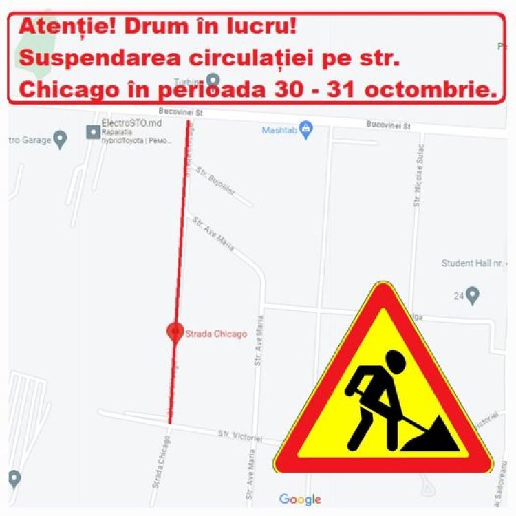 Atenție! Circulație suspendată în cartierul Bucovina, str. Chicago! Primăria comunei Stăuceni solicită respectuos locuit...