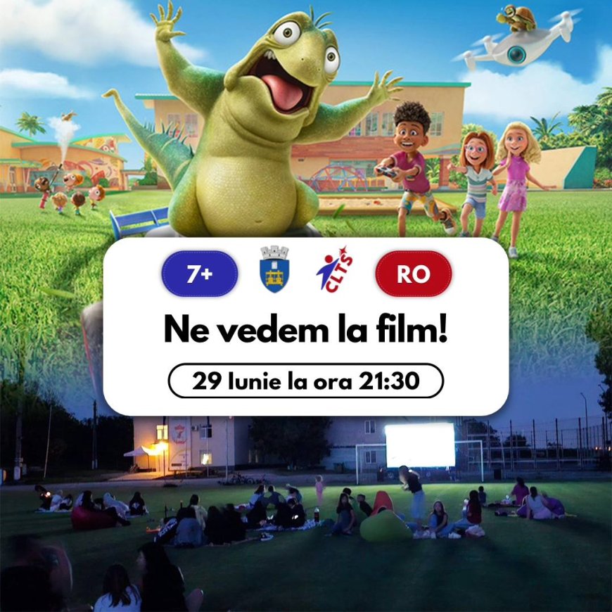 Vă invităm la o seară magică de film în aer liber! Sâmbătă, 29.06.2024 Ora 21:30 Complexul Sportiv Olimp, or...