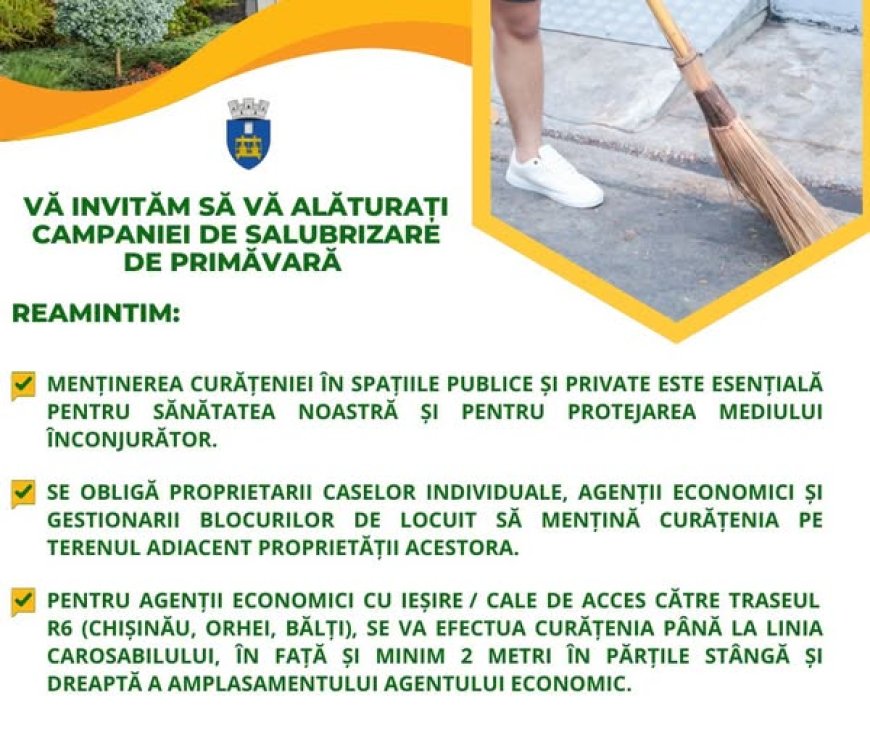 Stimați locuitori ai orașului Stăuceni, Primăvara ne aduce nu doar zile mai luminoase, ci și ocazia de a ne îngriji de f...