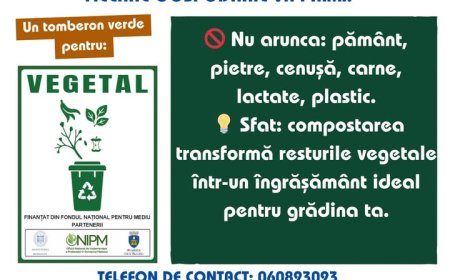 Continuăm să învățăm să sortăm corect deșeurile! ???? Tomberonul pentru DEȘEURI VEGETALE este dedicat resturilor din grădi...