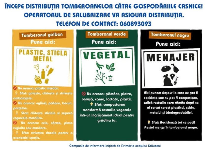 Începe distribuția tomberoanelor! Primăria orașului Stăuceni informează locuitorii că de mâine, 9 decembrie 2025, începe...
