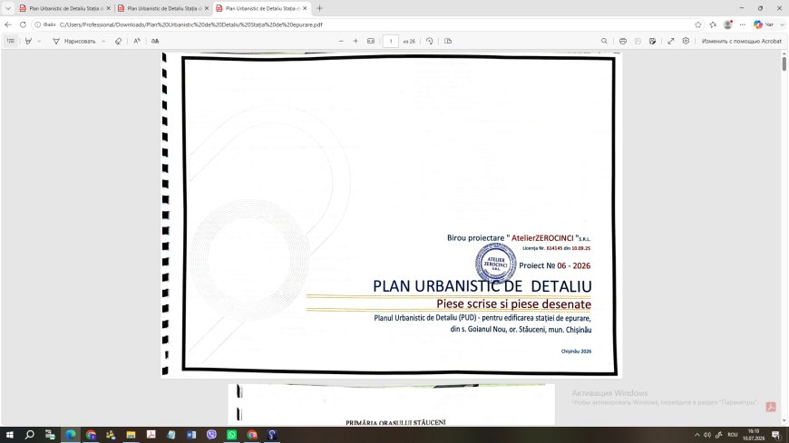 Anunț privind consultarea publică a Planului Urbanistic de Detaliu pentru edificarea unei stații de epurare în s. Goianul Nou, or. Stăuceni, Beneficiar FPC Rogob SRL