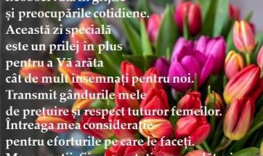 Mesaj de felicitare cu prilejul Zilei Internaționale a Femeii