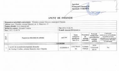 Anunț de intenție pentru achiziții publice