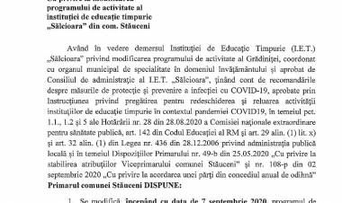 Extinderea programului de activitate al I.E.T. „Sălcioara”
