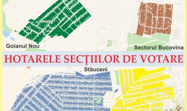 Hotarele secțiilor de votare de pe teritoriul comunei Stăuceni