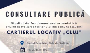 Ședința de consultare publică a „Studiului de fundamentare urbanistică privind dezvoltarea teritoriului  numit CARTIERUL LOCATIV „CLUJ”