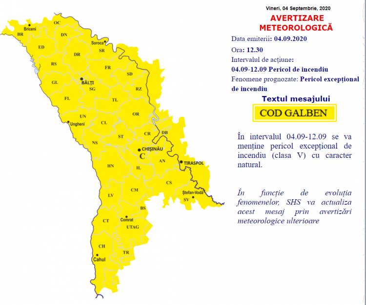 AVERTIZARE METEOROLOGICĂ/HIDROLOGICĂ