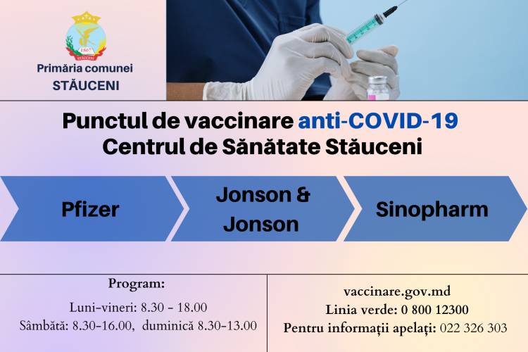  Vaccinurile disponibile în cadrul  IMSP Centrul de Sănătate Stăuceni 
